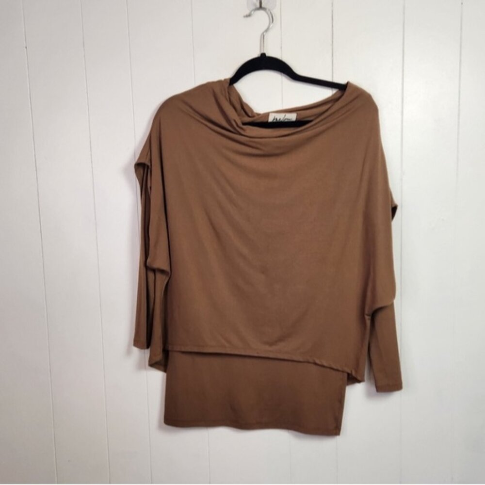 Melow par Melissa Bolduc Pacifique Top Long Sleeve Brown Stretch Size Small Boho